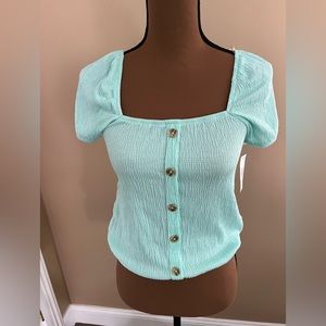 Light mint green airy gauze like summer top